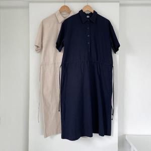 빅사이즈반팔원피스 P929L409 쉬즈버튼카라스냅원피스 MO