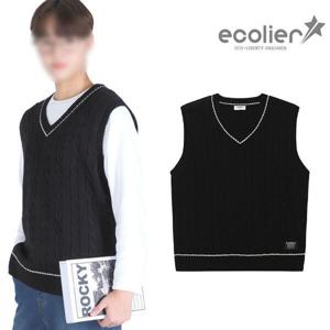 [에꼴리에]유니 클래식케이블 블랙니트조끼 23D5033_CC