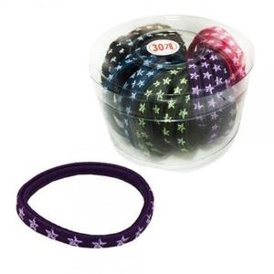 헤어밴드 코사지통 입체별문양 30P 머리끈 납작고무줄