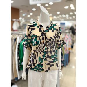 [트리아나]밑단 스트링 프린트 블라우스 AL2BA56