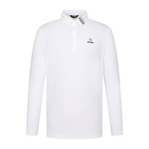 [핑] 남성 카라 라인 포인트 긴팔 티셔츠 111E3TO001_WH