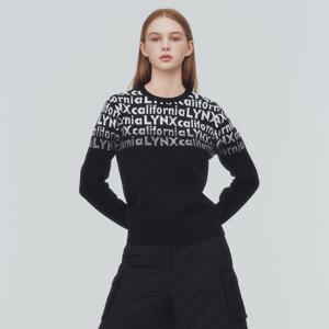 [링스본사] [25FW] 여성 라운드 자카드 로고 니트 L21E4SR256_BK