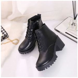 여성 워커힐 1P 키높이 앵클 부츠 레이스업 신발 슈즈