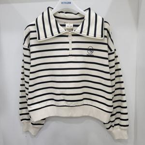 [에꼴리에]스트라이프 하이넥 집업 카라티(23RT452)_US