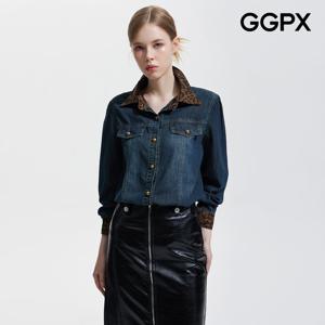 [지지피엑스]레오파드 카라넥 워싱 데님 셔츠 GPASH004F