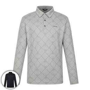 [핑] 남성 아가일 프린트 카라 긴팔 티셔츠 111E3TO103