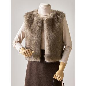 [커스텀에이블]라운드 페이크 퍼조끼_T2512FU007D