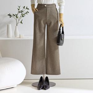 [커스텀에이블] [55-77]진주버튼 포인트 헤링본 와이드 팬츠_C2411PT609D