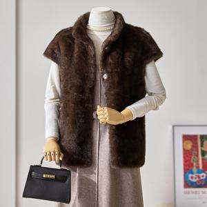 [커스텀에이블] 페미닌 하이넥 드롭 퍼조끼_T2512FU004D