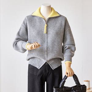 [커스텀에이블] 배색카라 집업 가디건_T2512CD082D