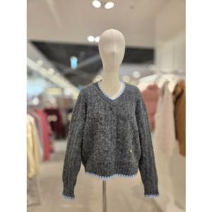 [레코브]끝단배색 브이넥 울 풀오버(LC41F2KN002X)