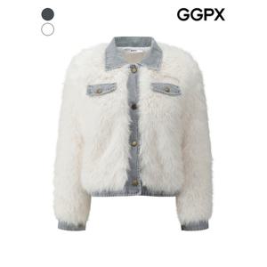 [GGPX]데이트룩 데님 배색 퍼 자켓 (GPCJK004F)