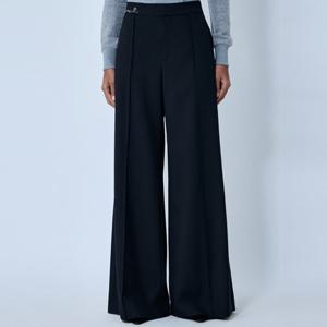 25 FW 마르니 엠브로이드 웨이스트 울 테일러드 와이드 팬츠 블랙 PAMA0617SU UTW839 00N9