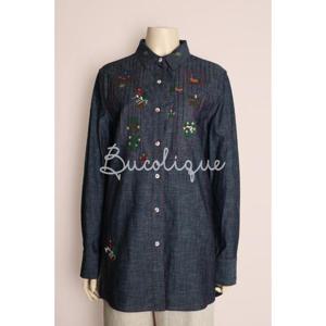 [비꼴리끄] 앞 핀턱 데님셔츠