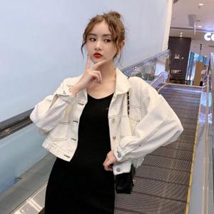 [깨비몰]스티치 세미 크롭 데님 자켓 패션 봄가을자켓