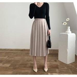 플리츠 치마 뒷밴딩 기계 주름 맥시 롱 스커트