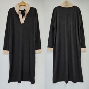 빅사이즈배색원피스 S703L409 크레용오픈카라원피스 BS