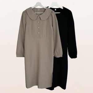 빅사이즈카라원피스 S736L409 소잉펄버튼카라원피스 YP