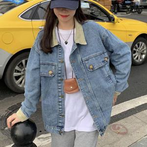 [잇백잇슈] 배색카라소매데님자켓 청자켓 캐주얼룩
