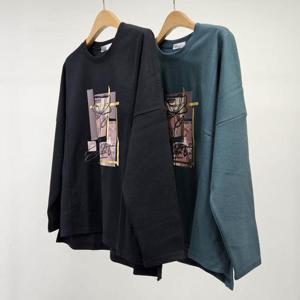 빅사이즈나염티 S878L410 플라워프레임절개긴팔티 OL