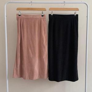 빅사이즈골덴스커트 N360L410 골덴뒤트임밴딩스커트 CR