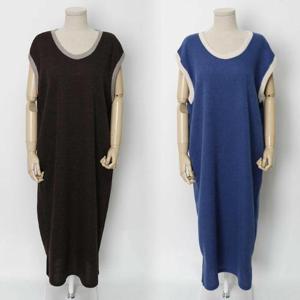 빅사이즈배색원피스 E803L411 스판조끼니트롱원피스 HG