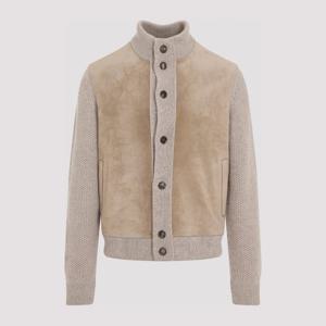 에르메네질도제냐 스웨이드 프론트 리브 칼라 재킷 UGK8PA2 157