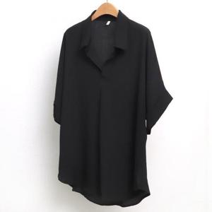 빅사이즈심플블라우스 5181L408 오픈롤업블라우스 WW