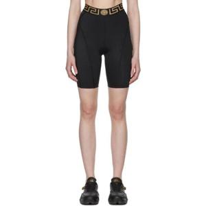 25 FW 베르사체 여성 블랙 그레카 보더 바이커 쇼츠 221653F541001