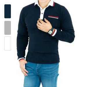 [레디핏]남자 카라배색 시보리 슬림 긴팔PK카라티셔츠_RHT022