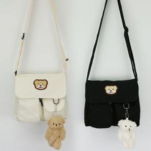 귀여운 여성 더블 포켓 캐주얼룩 학생 미니 크로스백