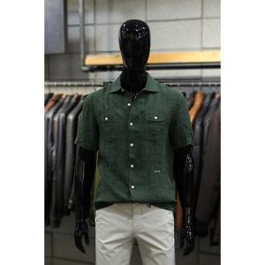 [빠니깔레][빠니깔레] 카키그린 투포켓 반팔린넨셔츠 d-qcsh15ka