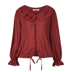 FOCUS  프릴 넥 스트링 블라우스 PBVFF5F1BL5081