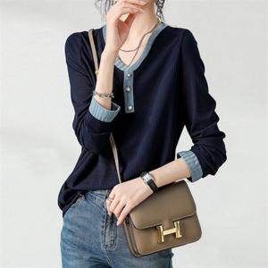 골지티셔츠 니트스판 데일리 의류 G126790 배색포인트