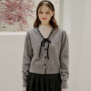 FOCUS  스티치 리본 V넥 니트 가디건 PBBF5F1KC4631