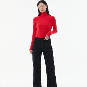 [랩]MARIOAP4DPA64 기모 다크 일자 밑단 롤업 데님 팬츠