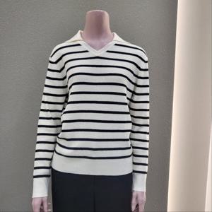 [꼼빠니아]브이넥 카라 스트라이프 니트티 CAFW9-WSL030 _IC