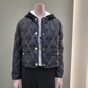 [꼼빠니아]후드 합성피혁 숏기장 패딩 가죽재킷 CZFW0-WLJ320