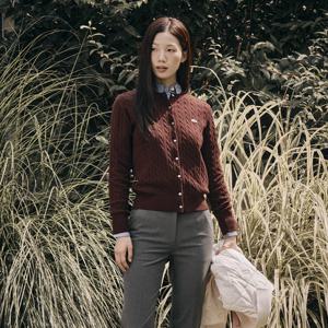 여성 케이블 크루넥 가디건 AF092E-55N CAT