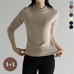 [바네사빈] [1and1]포근한 스판양기모 반폴라 티셔츠 v01441