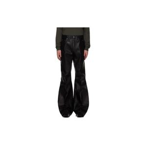 25 FW 릭오웬스 남성 블랙 콘코르디안 볼란 가죽 팬츠 252232M189018