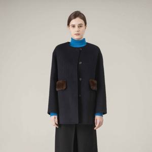 캐리스노트 오버핏 밍크 포켓 핸드메이드 코트 (CN4WHC903MW)