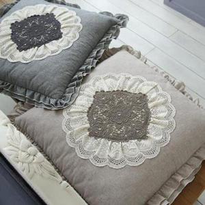 아트박스/러그랜드 플라워레이스 면 방석커버 (솜미포함) - 2col