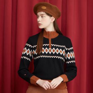 [60%OFF] 르꼬끄골프 여성 노르딕패턴 반집업 방풍 스웨터 (GO422LKPN1)