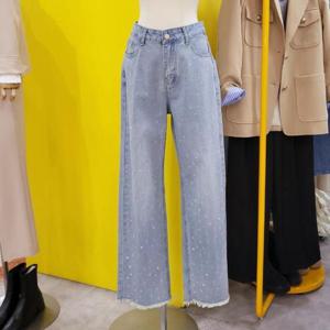 르피타 DP01 비즈장식 롱 와이드 데님팬츠 L245UJE401