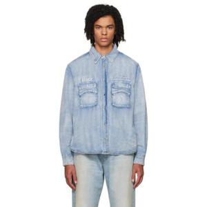 25 FW 루드 남성 블루 Automobili Lamborghini 데님 셔츠 241923M192000