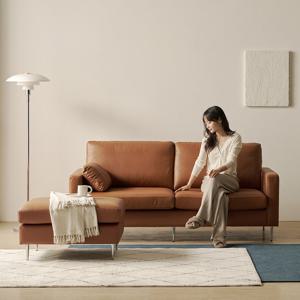 아로미가구 카일 이태리 천연면피 통가죽 3인용소파+스툴