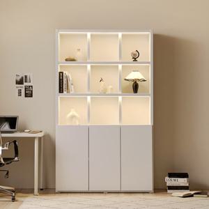 아씨방가구 제이슨 LED 조명 수납 36T 5단 도어형 책장 1200