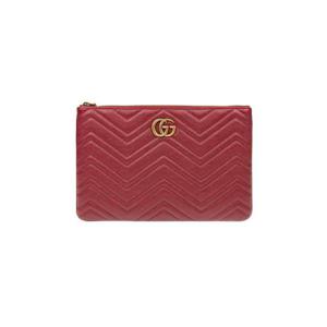 구찌 GG 마몽 레더 파우치 레드 525541-0OLET-6438