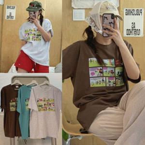 티셔츠 맨투맨 후드티 빅사이즈 만화피그먼트티셔츠 506U744S 여